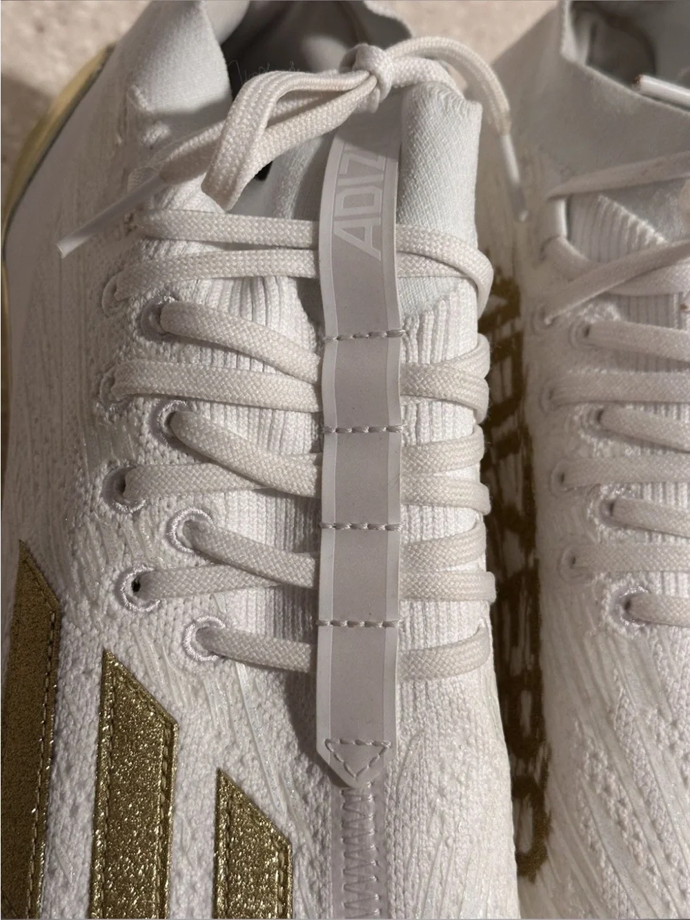 Adidas Adizero White Metallic Gold Primeknit Football Cleats Men's US 11.5